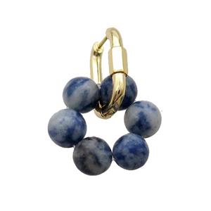 Blue Dalmatian Jasper Copper Latchback Earring Gold Plated, approx 8mm, 15-20mm