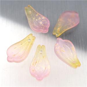 pink matte jadeite glass petal beads, approx 10-19mm