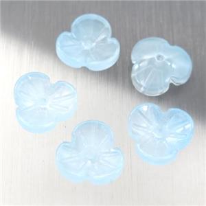 blue jadeite glass clover beads, approx 12mm