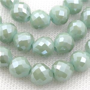 green Jadeite Glass Beads, faceted teardrop, approx 10mm, 50pcs per st