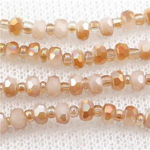 peach Jadeite Glass Beads, faceted rondelle, approx 4mm, 62cm length