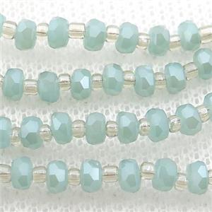 Jadeite Glass Beads, faceted rondelle, approx 4mm, 62cm length