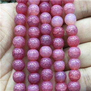 pink Crackle Glass round Beads, approx 10mm dia