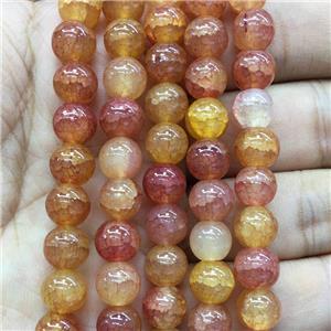 orange Crackle Glass round Beads, approx 10mm dia