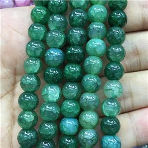 green Crackle Glass round Beads, approx 10mm dia