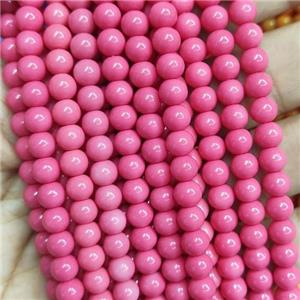 pink Lacquered Glass Beads, round, approx 6mm dia, 70pcs per st