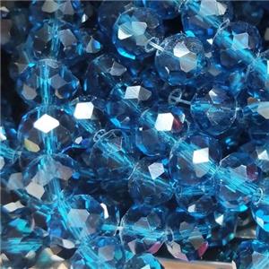 Blue Chinese Crystal Glass Beads Faceted Rondelle, approx 8mm, 66pcs per st