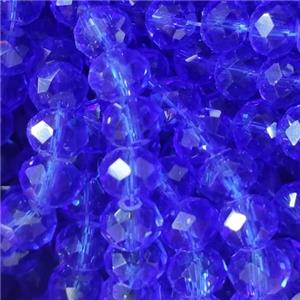 Royalblue Chinese Crystal Glass Beads Faceted Rondelle, approx 8mm, 66pcs per st