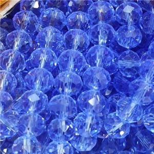 Skyblue Chinese Crystal Glass Beads Faceted Rondelle, approx 8mm, 66pcs per st