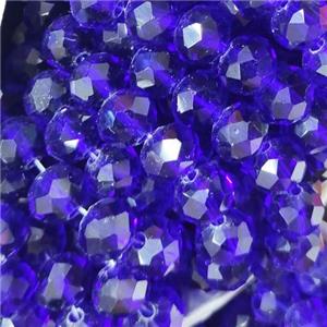 LapisBlue Chinese Crystal Glass Beads Faceted Rondelle, approx 8mm, 66pcs per st