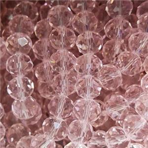 Peach Chinese Crystal Glass Beads Faceted Rondelle, approx 8mm, 66pcs per st