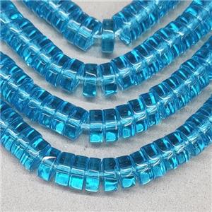 Blue Crystal Glass Heishi Spacer Beads, approx 3x8mm, 94pcs per st