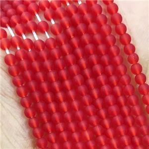 Red Glass Seed Beads Round Matte, approx 2.7mm