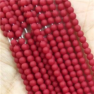 Red Glass Seed Beads Round Matte, approx 2.7mm