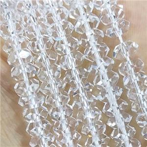 Clear Crystal Glass Beads Faceted Rondelle, approx 3x6mm