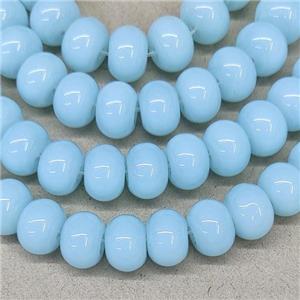 Jadeite Glass Rondelle Beads Aqua, approx 10mm, 50pcs per st