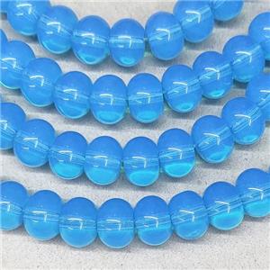 Blue Jadeite Glass Rondelle Beads, approx 10mm, 50pcs per st