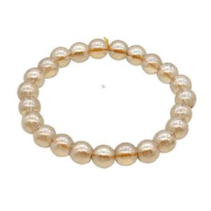 Champagne Crystal Glass Bracelet Stretchy Smooth Round, approx 8mm dia