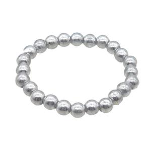 Silver Crystal Glass Bracelet Stretchy, approx 8mm dia