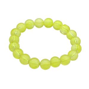 Olive Crystal Glass Bracelet Stretchy Smooth Round, approx 10mm dia