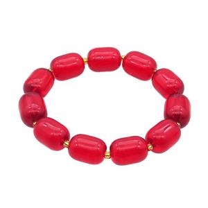 Red Crystal Glass Bracelet Stretchy Barrel, approx 11.5-15mm