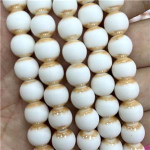 White Jadeite Glass Beads Smooth Round, approx 10mm dia