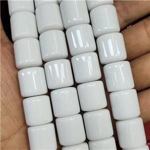 White Resin Column Beads, approx 16-17mm