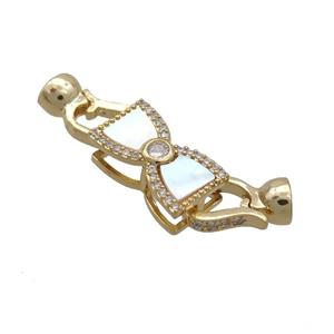 Copper Clasp Pave Shell Zircon Gold Plated, approx 10-18mm, 8-14mm