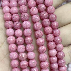 Ceramic Glass Beads Smooth Round Pink, approx 8mm dia