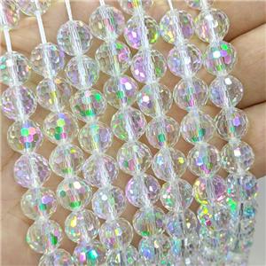 Chinese Crystal Glass Beads Clear Electroplated Faceted Round, approx 10mm