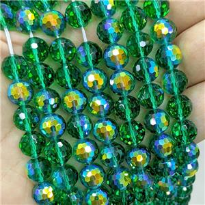 Green Chinese Crystal Glass Beads Electroplated Faceted Round, approx 8mm