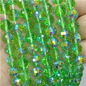 Green Chinese Crystal Glass Beads Electroplated Faceted Round, approx 10mm