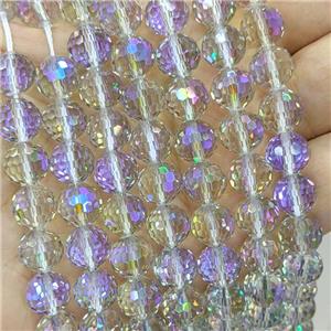 Chinese Crystal Glass Beads Electroplated Faceted Round, approx 8mm