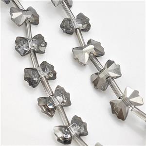 Chinese Crystal Glass Bow Beads Gray, approx 7-10mm