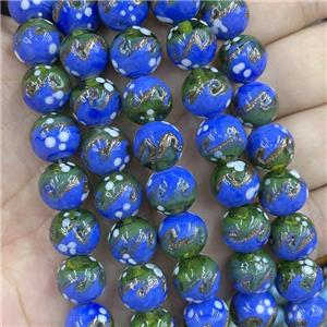 Lampwork Glass Round Beads Royalblue, approx 12mm, 33pcs per st