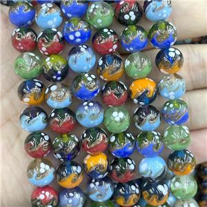 Lampwork Glass Round Beads Smooth Mixed Color, approx 12mm, 33pcs per st