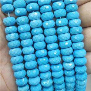 Blue Magnesite Turquoise Beads Faceted Rondelle, approx 6-10mm