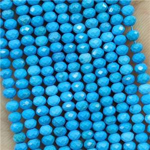 Howlite Turquoise Beads Blue Dye Faceted Rondelle, approx 3mm