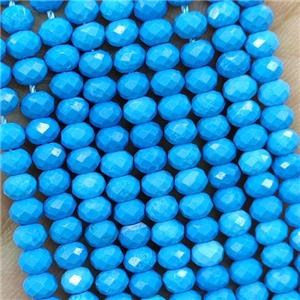 Howlite Turquoise Beads Blue Dye Faceted Rondelle, approx 4mm