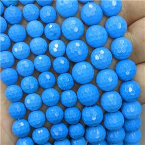 Natural Howlite Turquoise Beads Blue Dye Faceted Round, approx 8mm