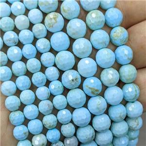 Natural Howlite Turquoise Beads Blue Dye Faceted Round, approx 8mm