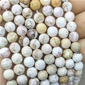 Natural Howlite Turquoise Beads White Faceted Round, approx 8mm