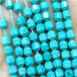 Natural Howlite Turquoise Beads Prism Green Dye, approx 4mm