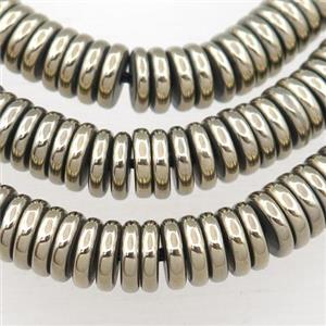 Hematite heishi beads, pyrite color, approx 8mm