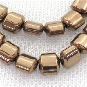 brown Hematite Beads, flat tube, approx 7.5mm