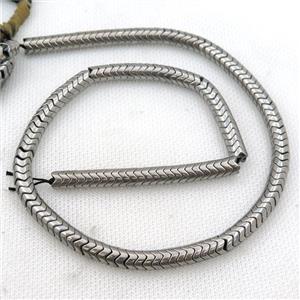 Hematite wave beads, snakeskin, approx 4mm