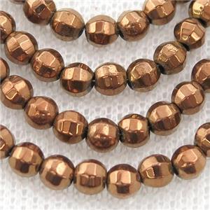 Hematite lantern beads, brown electroplated, approx 8mm dia