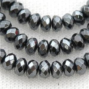 black Hematite beads, faceted rondelle, approx 2x3mm