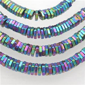 Hematite Hexagon Beads Rainbow Electroplated, approx 2mm