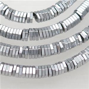 Hematite Hexagon Beads Platinum Electroplated, approx 2mm